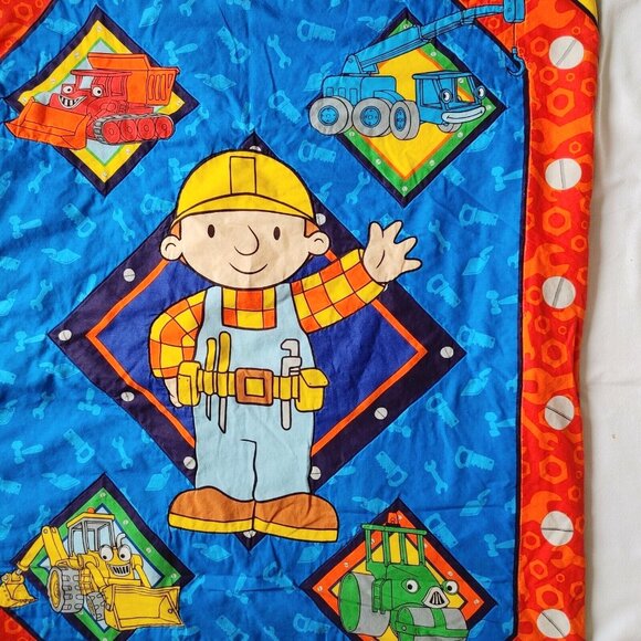 Bob the Builder Handmade Blanket Retro 40" x 33" Tractor Dozer "Can We Fix It?" - Picture 2 of 5